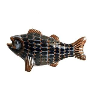 Vintage El Palomar Mexico Hand Painted Pottery Fish Sculpture 11.5"